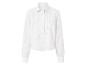 Witte damesblouse met lange mouwen en opengewerkte patronen