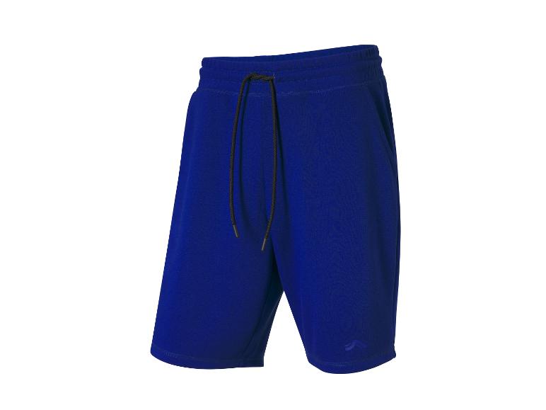 Donkerblauwe sport shorts met trekkoord.