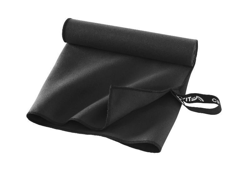 Zwarte, compacte en absorberende sportdoek met lus.