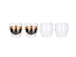 Twee dubbelwandige espressokopjes en twee lege.