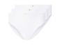 Drie witte geribbelde katoenen slips met 'LOVE COTTON' labels.