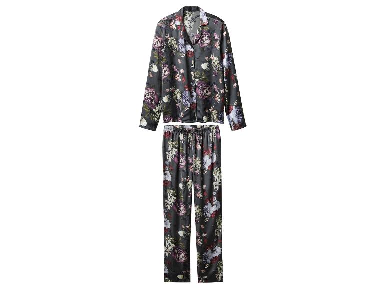 Bloemen satijnen pyjama met lange mouwen shirt en bijpassende broek.