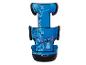 Blauwe autostoel met Stitch- en bloementhema.