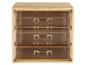 Houten lade-organizer met drie transparante lades