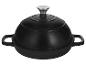 Zwarte gietijzeren wok met deksel