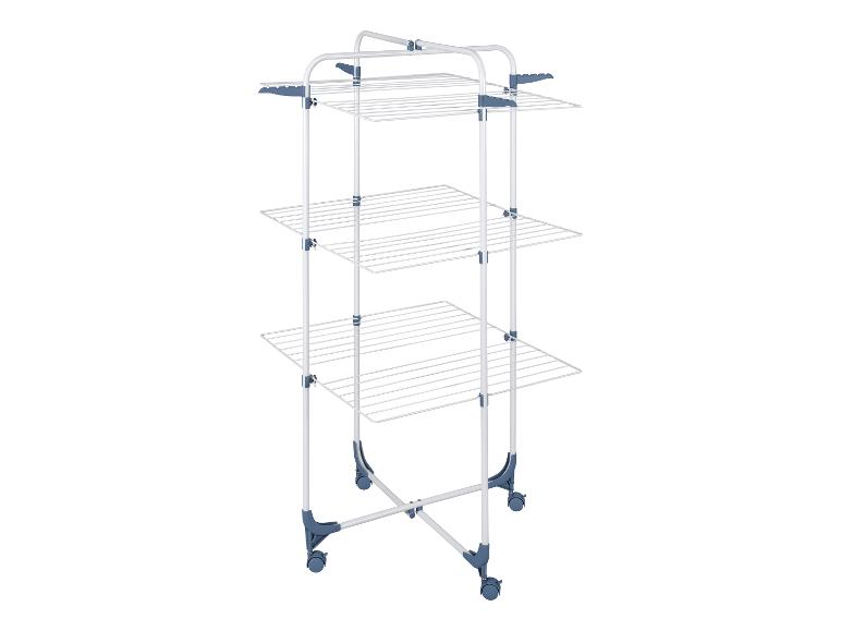 Wit en blauw drielaags wasrek op wielen