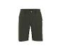 Donkergroene twill shorts met opgestikte zakken en een houten knoop.