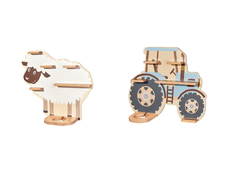 Houten schap in de vorm van een schaap en tractor voor kinderen