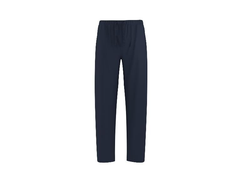 Donkerblauwe joggingbroek met trekkoord in de taille.