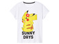 Wit T-shirt met Pikachu en de tekst 'Sunny Days'.