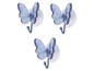Drie blauwe vlinderhaakjes met zuignap.