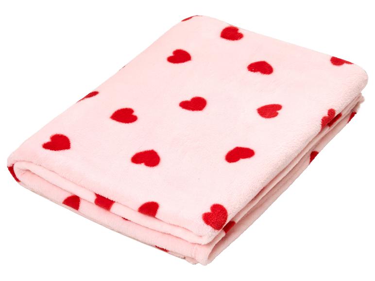 Roze fleece deken met hartjespatroon