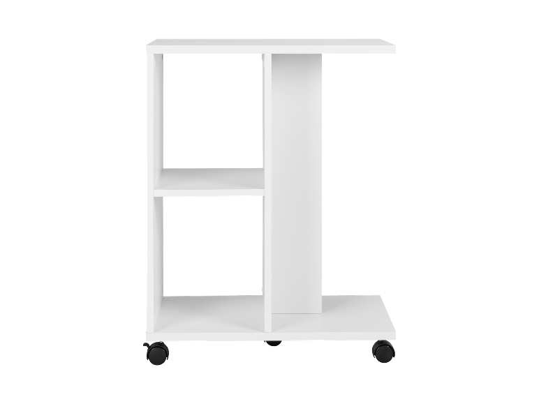 Witte bijzettafel met planken en wielen