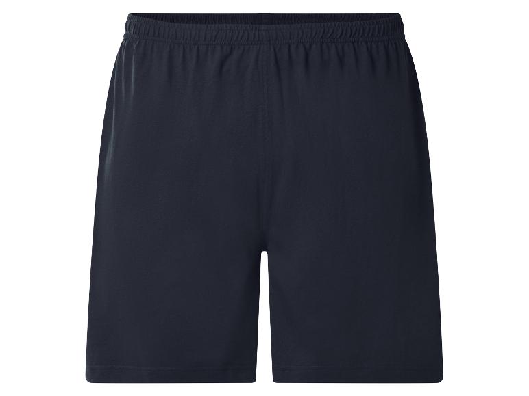 Donkerblauwe sportshorts met elastische tailleband.