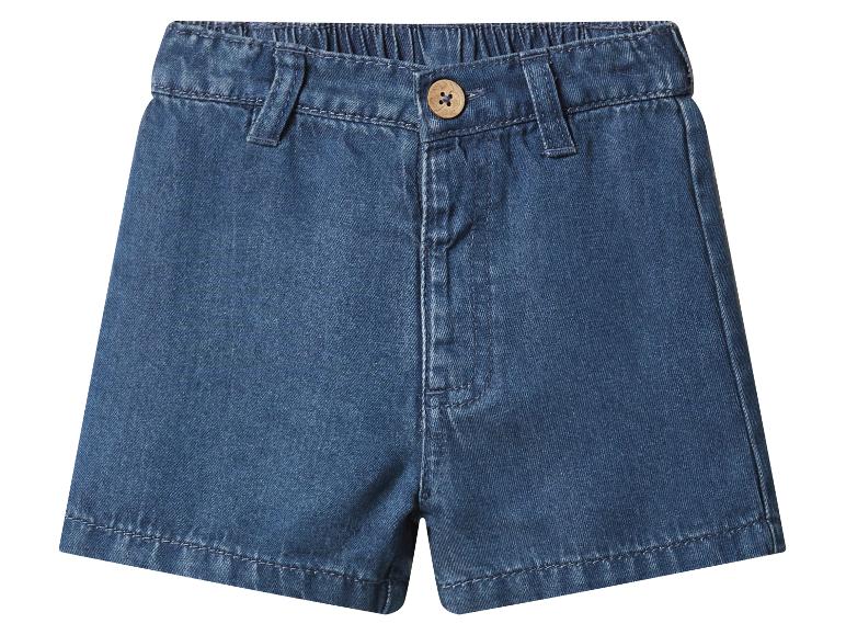 Blauwe denim shorts voor kinderen met elastische taille en houten knoop