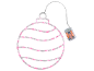 Lichtgevende roze kerstbaldecoratie met batterijdoos.