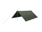 Een groene Easy Camp tarp met een paal in het midden.