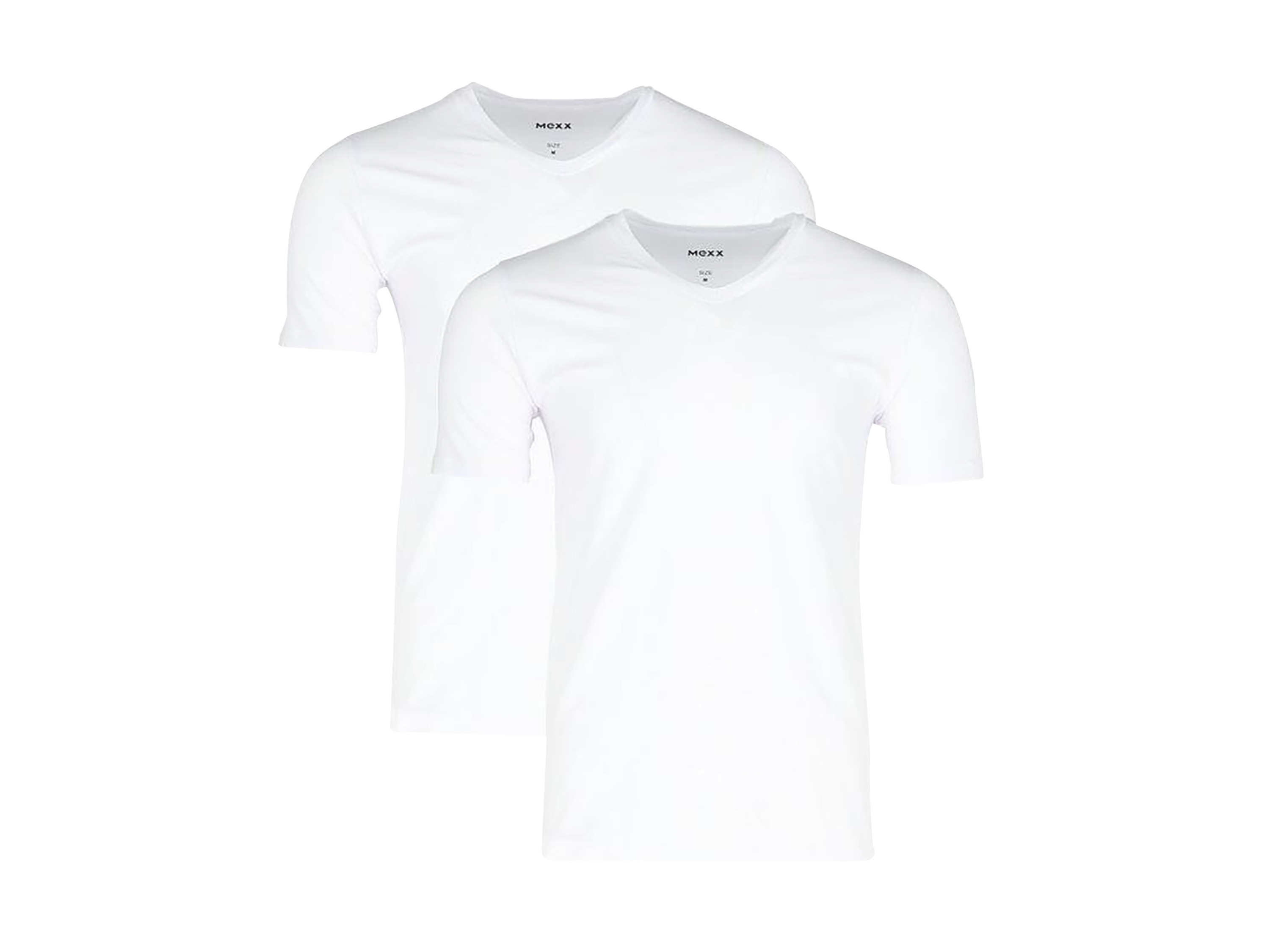 MEXX Set van 2 heren hemden of T-shirts (V-hals, Wit, XL)