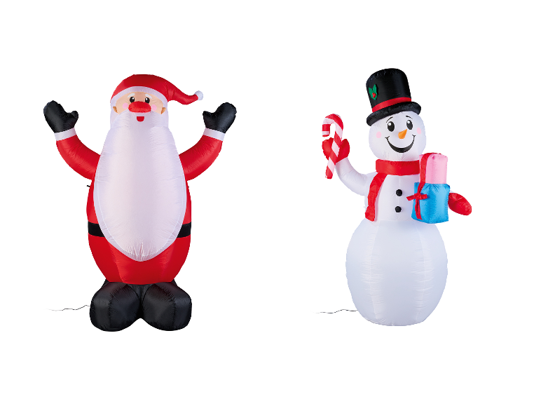 Opblaasbare kerstdecoraties: Kerstman en sneeuwpop