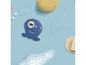 Een blauwe octopusvormige badthermometer van Badabulle.