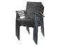 Stapelbare tuinstoelen, antracietkleurig frame en gevlochten touw zitting.