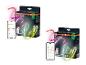 Twee slimme buiten LED-stripverlichtingsdozen met een smartphone die de bedieningsapp toont.