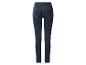 Donkerblauwe skinny jeans voor dames met achterzakken, achteraanzicht.