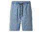Lichtblauwe denim shorts met elastische tailleband en zwart trekkoord.
