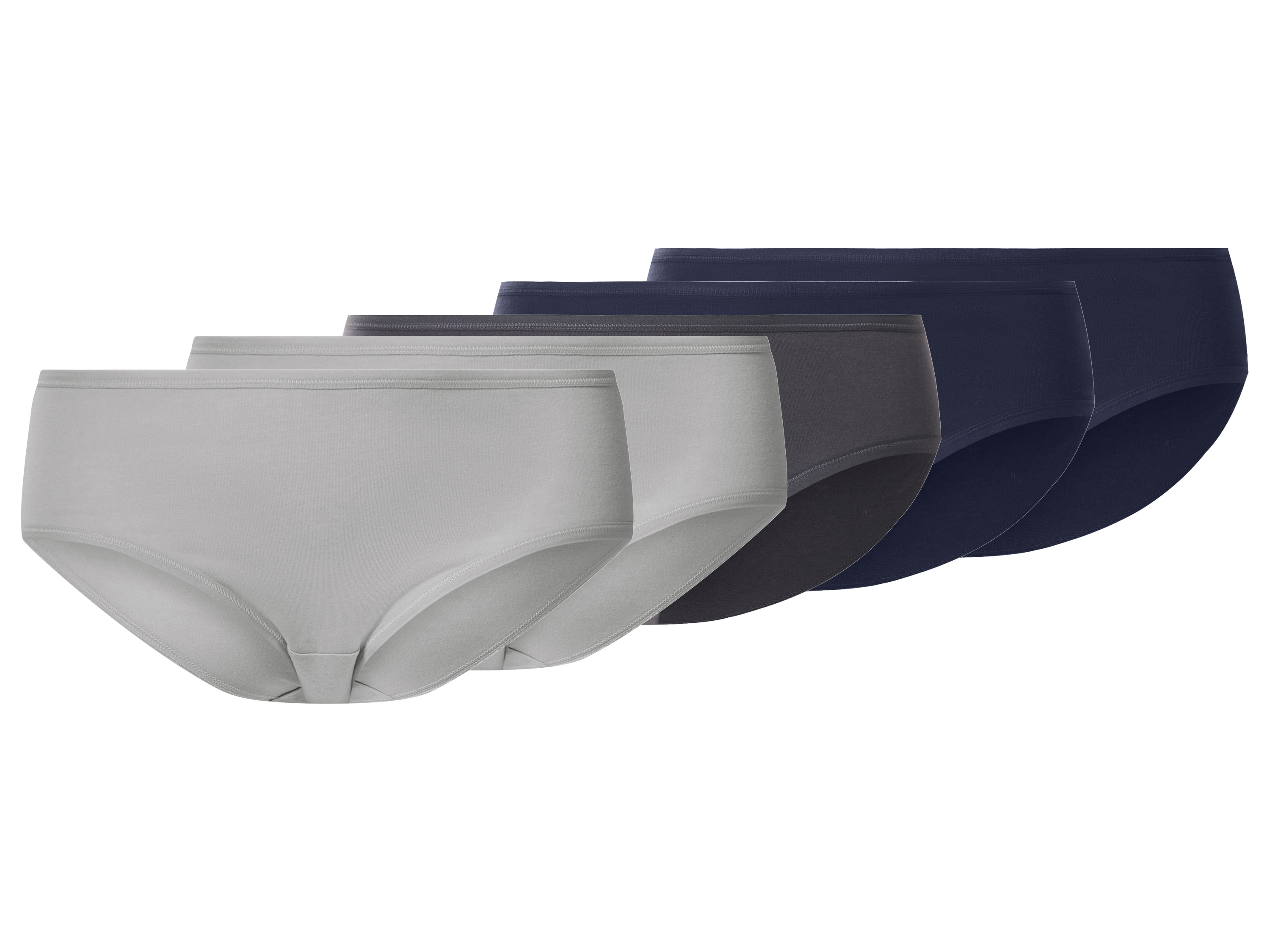 esmara Set van 5 dames hipsters - Plus size (marineblauw/antraciet/lichtgrijs, 3XL (56/58))