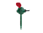 Groen buitenstopcontact met rood deksel.