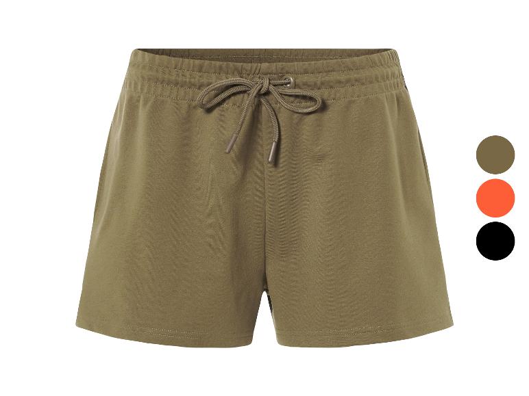 Zweeladen shorts met trekkoord, verkrijgbaar in kaki, oranje en zwart.