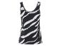 Zwart-witte zebraprint top zonder mouwen.
