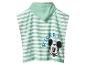Groen-wit gestreepte badcape met capuchon en Mickey Mouse.