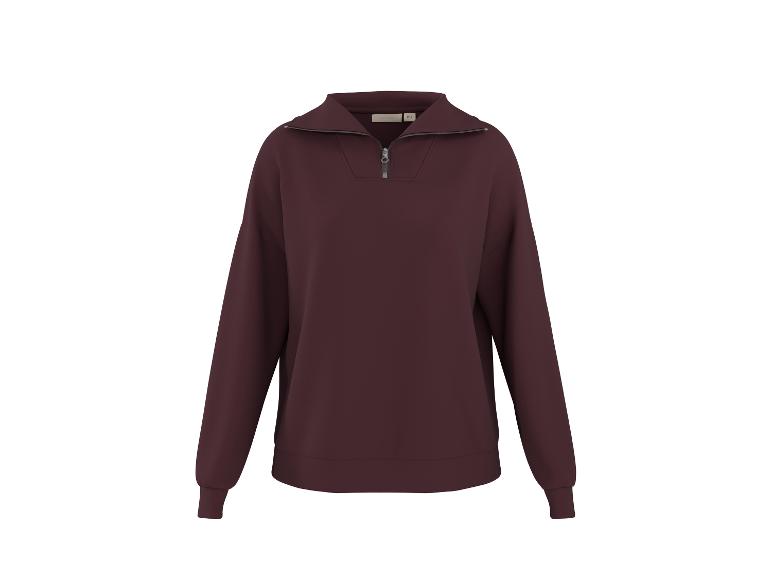 Bordeauxrode quarter-zip sweatshirt met opstaande kraag en lange mouwen