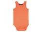 Een oranje baby romper van het merk 'up2u'.