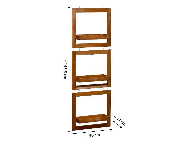 Een houten wandrek met drie planken.