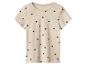 Beige T-shirt met zwarte hartjesprint