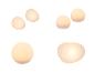 Vier groepen lichtgevende, eivormige armaturen op een witte achtergrond.