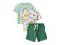 Set van twee T-shirts en groene shorts met dinosaurusprint.