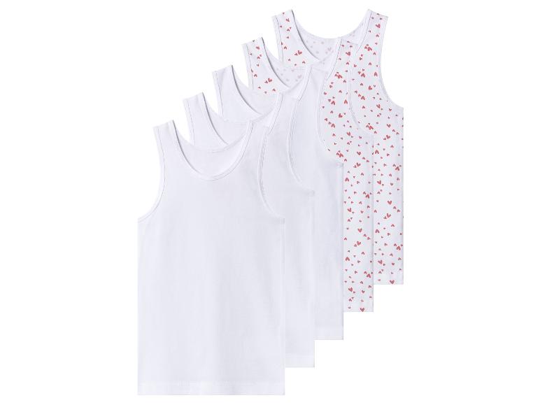 Set van 6 hemdjes, 3 wit en 3 met hartjespatroon