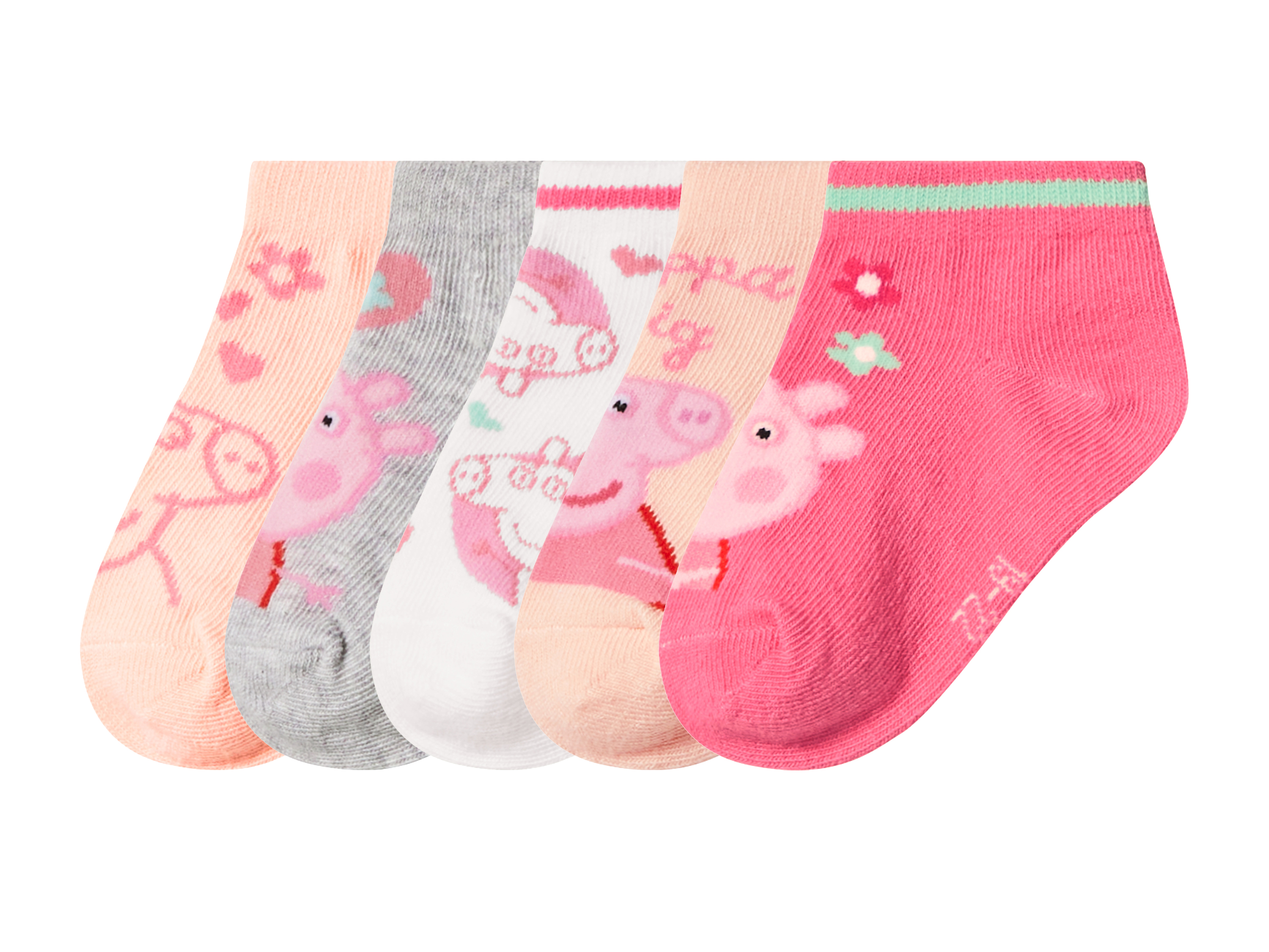 5 Paar kinder sokken (Peppa Pig, 19-22)