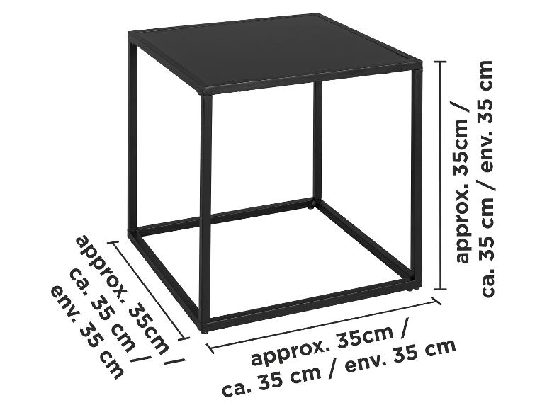 Zwarte metalen bijzettafel van ca. 35x35x35 cm.