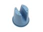 Blauwe plastic tuinpotstandaard met drainagegaten.