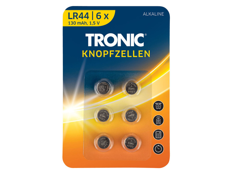 TRONIC 6 knoopcelbatterijen (Alkaline LR 44)