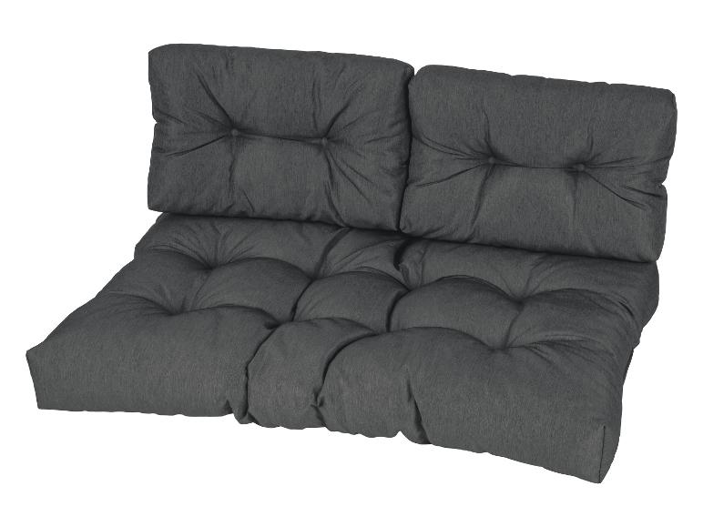 Donkergrijze buitenkussenset met gecapitonneerde rug- en zitkussens