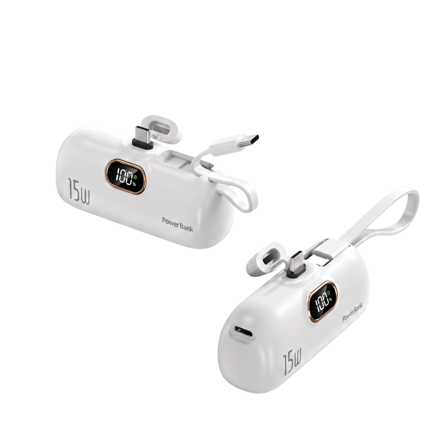 VALE Mini-powerbank, 5000 mAh, USB-C (Wit)