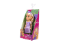 Rapunzel-pop in paarse jurk met kam, in doos met waarschuwing voor kleine onderdelen.