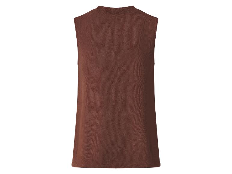Mouwloze bruine top met hoge hals
