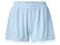 Lichtblauwe shorts met elastische tailleband en kanten rand.