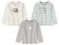 Drie baby T-shirts met lange mouwen van Bellybutton met een olifant, zebra en sterprint.